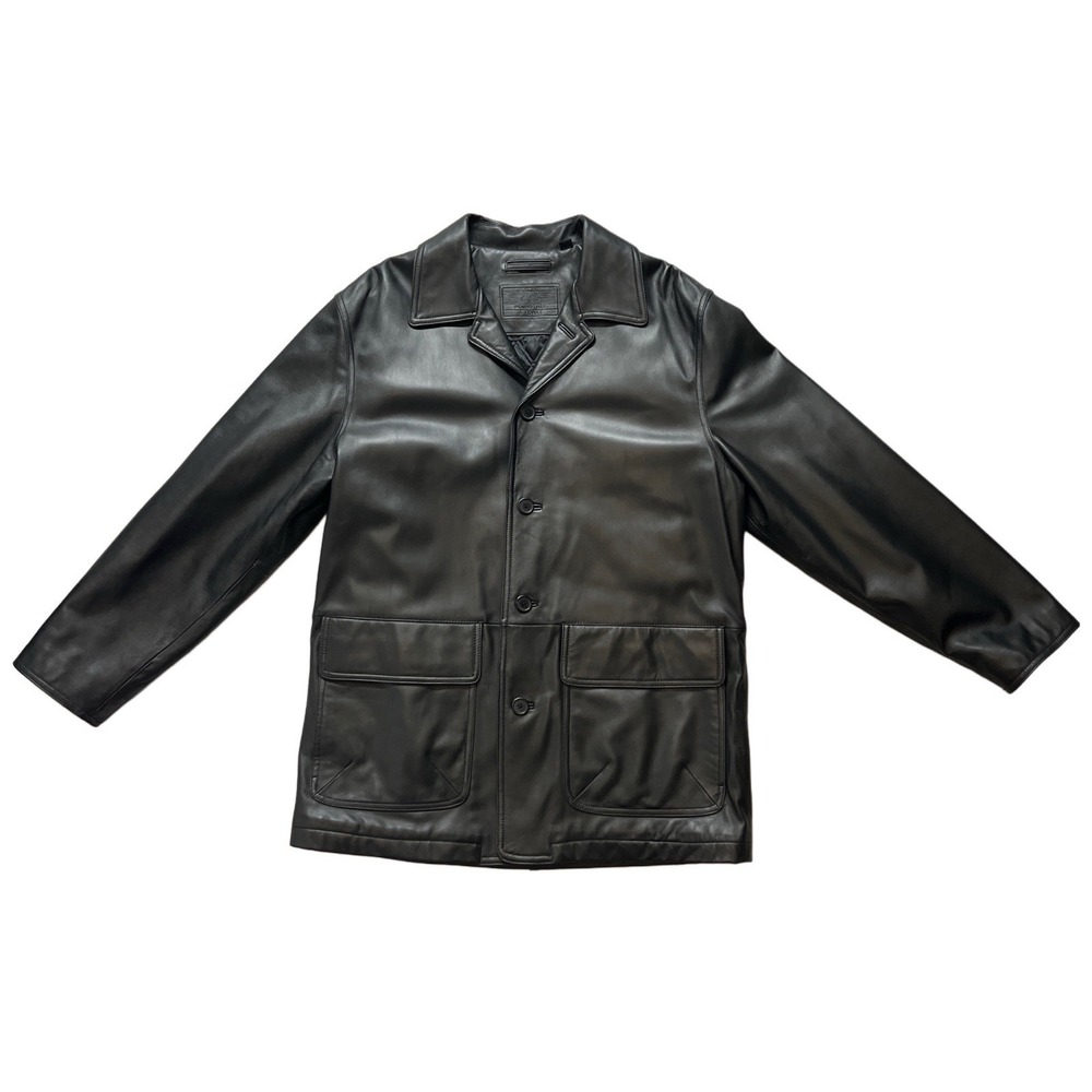 Black Lambskin Leather Car Coat Jacket Mens Large Roundtree & Yorke Classic - Picture 14 of 14